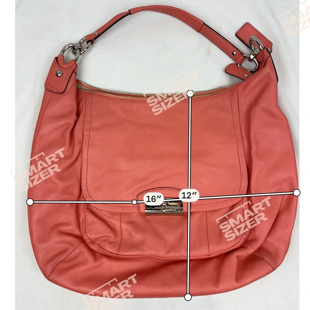 Coach Kristin F22309 Coral Pink Large Smooth Soft Leather Hobo Shoulder Bag - Picture 2 of 12